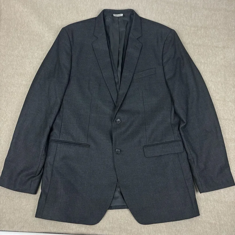 Banana Republic Men's Blazer 46L Gray Tailored Fit Tweed Windowpane Check Jacket